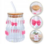 Szklanka Do Napojów Kubek Ze Słomka Przykrywka Do Smootkie Kawy 450ml - obrazek 4