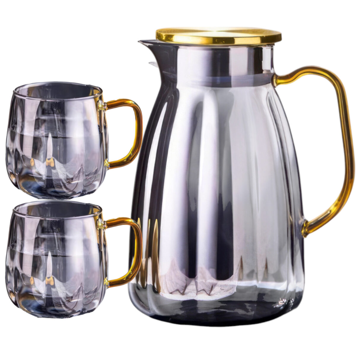 Szklany Dzbanek 1600ml i Szklanki 350ml Zestaw do Napojów Opalizujący Komplet - obrazek 1