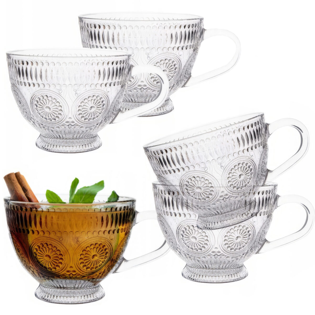 Filiżanka Do Kawy Retro Szklanka z Uchem Grube Szkło 400ml - obrazek 8