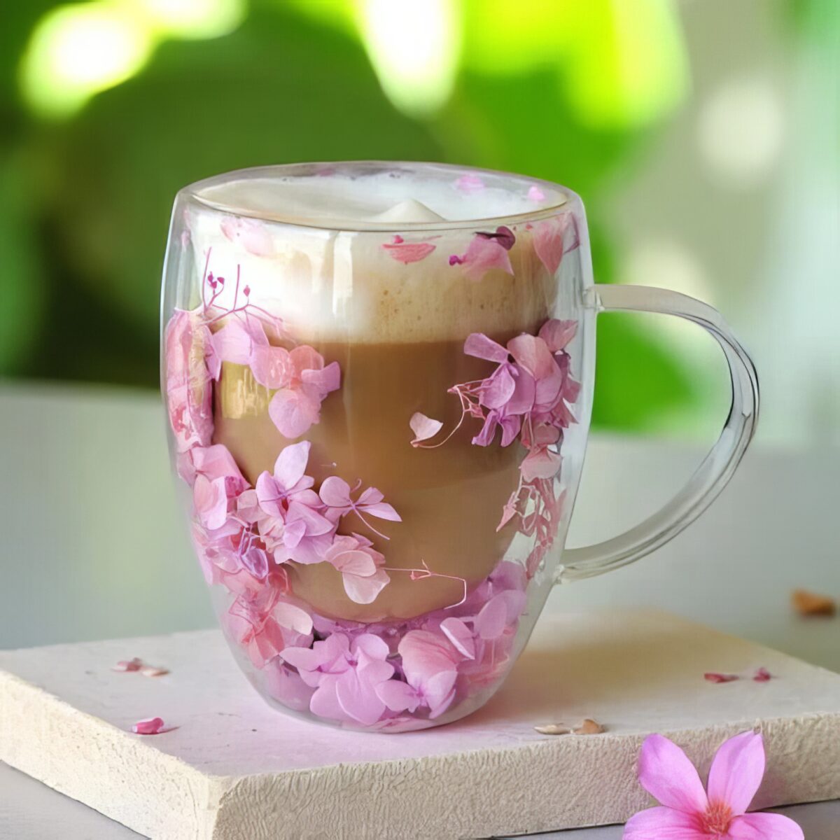 Szklanka do Herbaty Kawy Termiczna z Kwiatami w Środku 300ml - obrazek 2