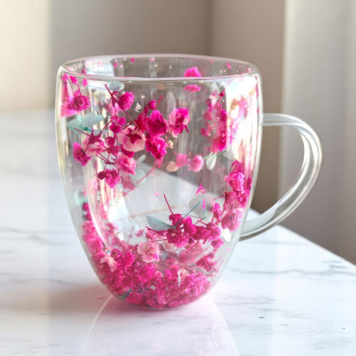 Szklanka do Herbaty Kawy Termiczna z Kwiatami w Środku 300ml - obrazek 4