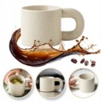 Kubek Ceramiczny z Uchem na Kawę Herbatę Duży Kremowy 300ml - obrazek 5