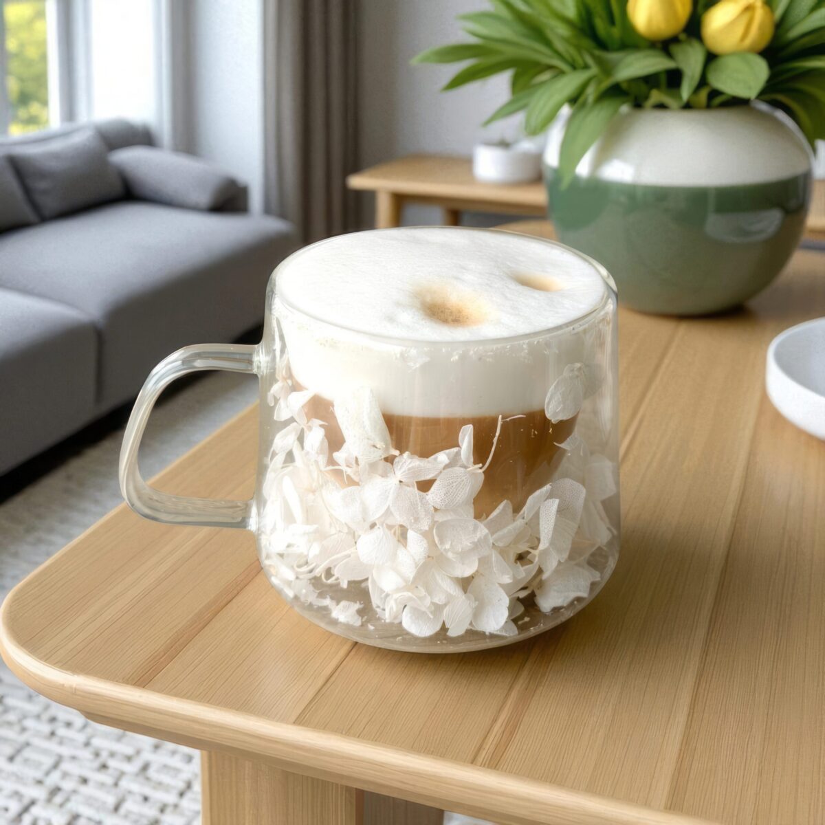 Szklanka Termiczna do Kawy Latte z Kwiatami w Środku 180ml - obrazek 2