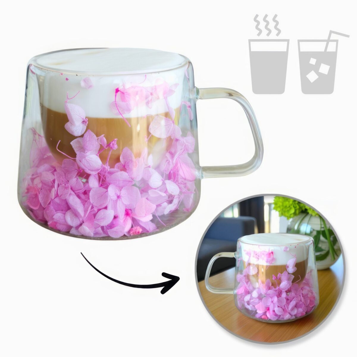 Szklanka Termiczna do Kawy Herbaty z Kwiatami w Środku 180ml - obrazek 5