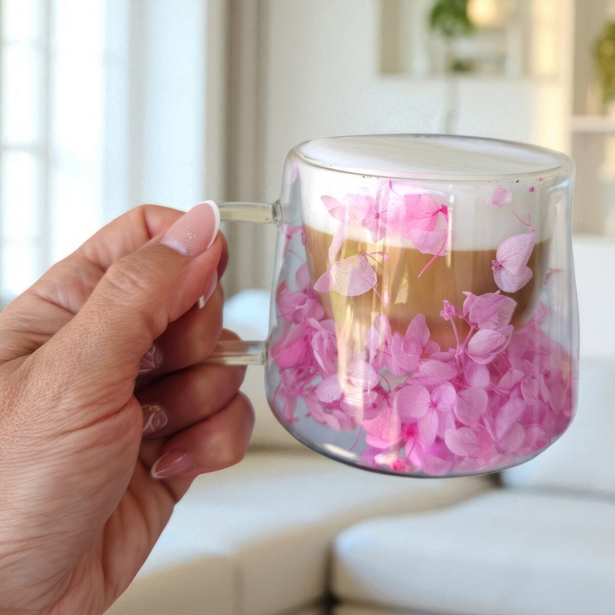 Szklanka Termiczna do Kawy Herbaty z Kwiatami w Środku 180ml - obrazek 2