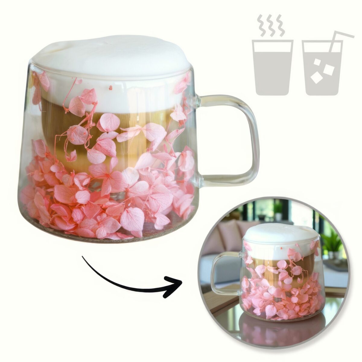 Szklanka Termiczna do Kawy Herbaty z Kwiatami w Środku 180ml - obrazek 5