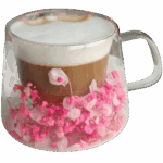 Szklanka Termiczna do Kawy Latte z Kwiatami w Środku 180ml