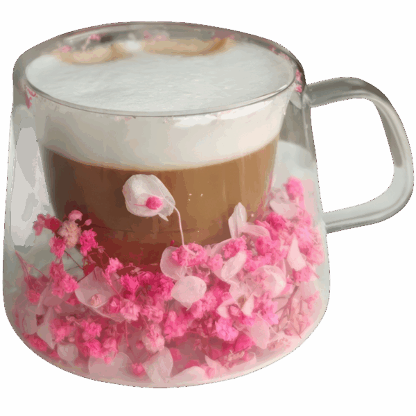 Szklanka Termiczna do Kawy Latte z Kwiatami w Środku 180ml